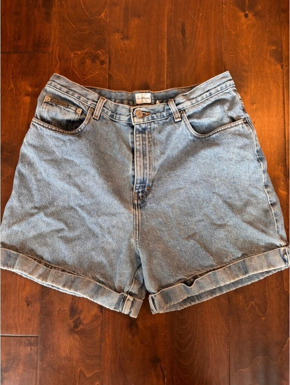Vintage Calvin Klein High Waisted Denim Shorts Light Wash Mom Jean Shorts